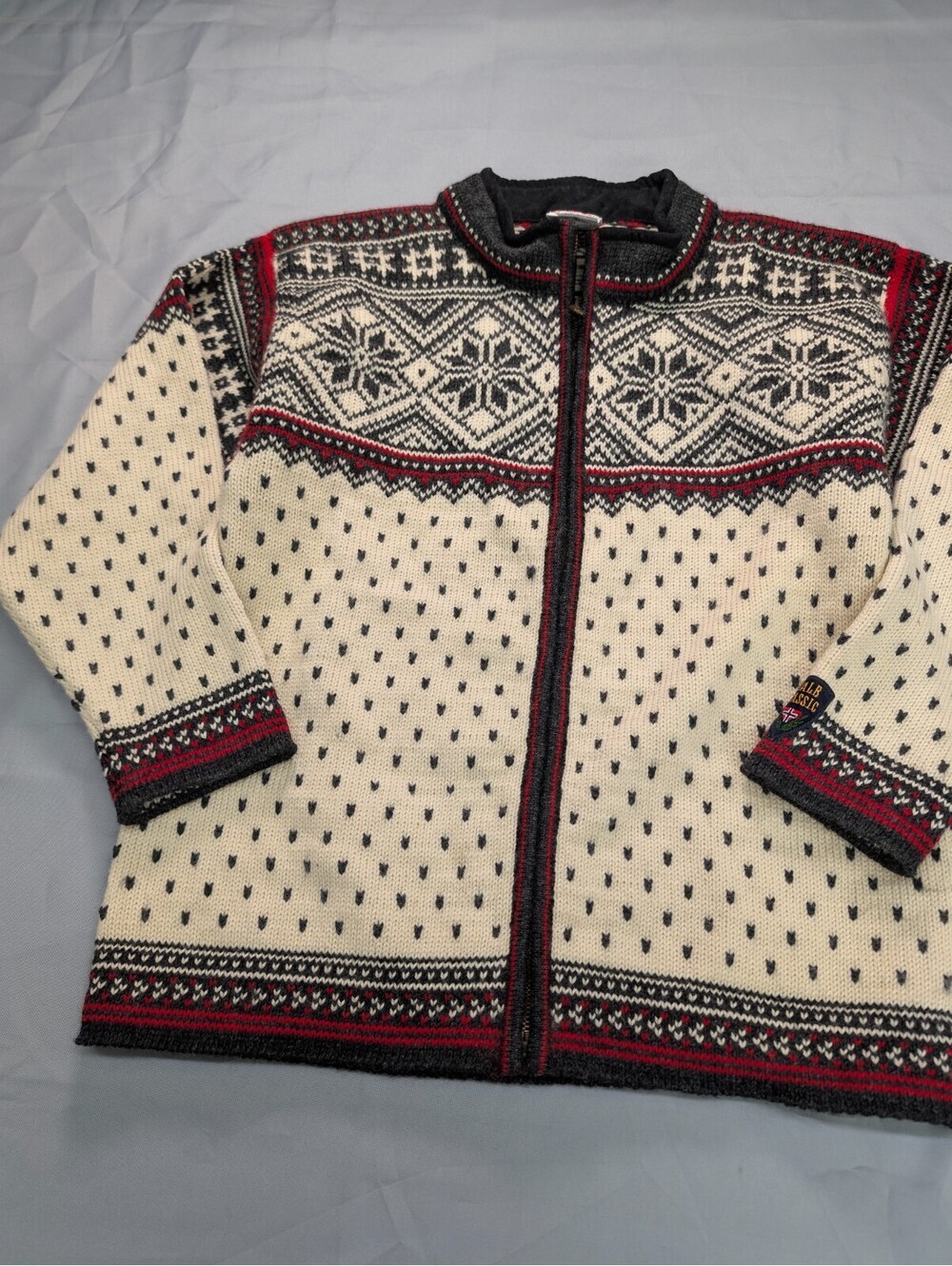 Dale of Norway Classic Wool Zip Sweater Cardigan Nordic M